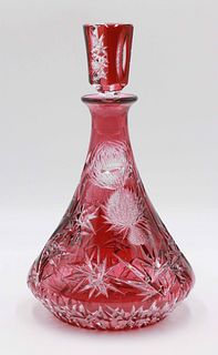 Czech Republic "Art" Ruby Cut Glass Decanter
