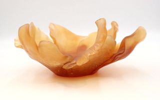 Daum Pate de Verre Amber Tulip Bowl