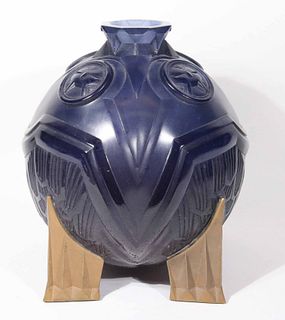 Daum Pate de Verre Glass & Patinated Bronze Vase