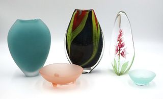 Five Art Glass Table Articles