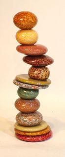 Large Art Glass Stacked Discs Sculpture