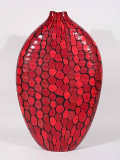 Massimo Micheluzzi Red & Black Glass Tall Vessel
