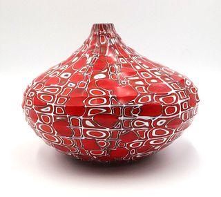 Massimo Micheluzzi Red & White Glass Vessel