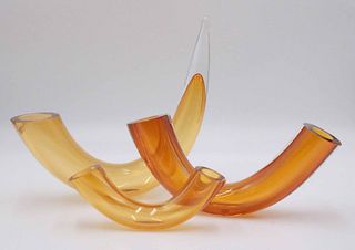 Three Swedish Studio Attus Tube Glass Sculptures