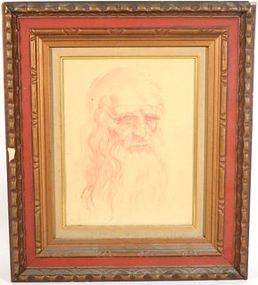 M. Gelman, Red Pencil Drawing of a Bearded Man