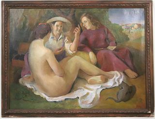Oil on Canvas, The Picnic, Arturo De Luca