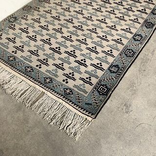 Woven Rug - Blue and Cream