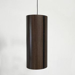 Cylinder Wood Veneer Suspension Lamp