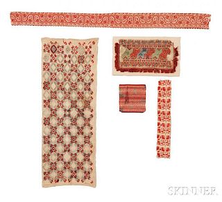 Five Greek Silk on Linen Embroidery Items
