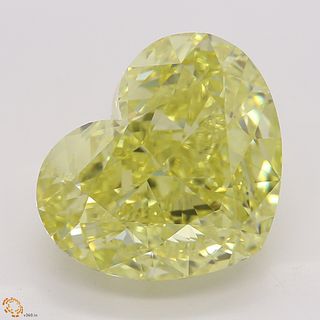 5.46 ct, Natural Fancy Yellow Even Color, VVS1, Heart cut Diamond (GIA Graded), Unmounted, Appraised Value: $145,700 
