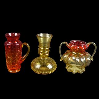 Three (3) Blenko Art Glass Vases
