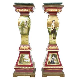 Pair of Limoges Sevres Style Pedestals