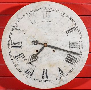 AN EARLY 20TH CENTURY MARBLE DIAL GALLERY CLOCK