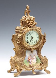 A FRENCH ROCCOCO STYLE CLOCK SIGNED ANSONIA