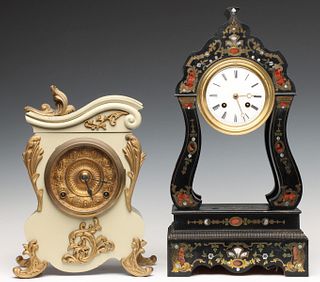ANSONIA PAINTED IRON CASE AND FRENCH BOULLE CASE CLOCKS