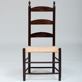 American Stained Wood Slat Back Shaker Side Chair