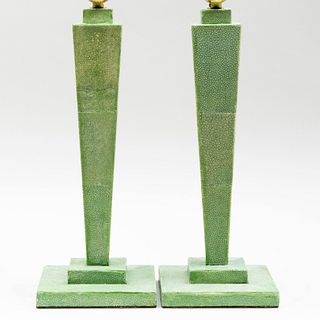Pair of Modern Stained Shagreen Table Lamps
