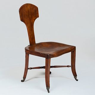 Unusual English Carved Oak and Walnut Side Chair
