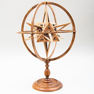 Jean-Marie Malzieu (b. 1948): Stained Wood Armillary Sphere