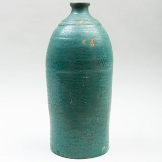 Moroccan Green Glazed Pottery Vase, Probably Ourzazate 
