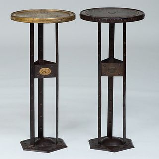 Two Arts and Crafts Brass and Metal Drinks Tables