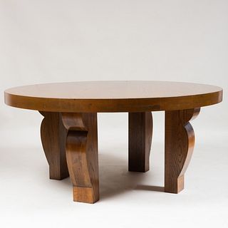 Modern French Oak Center Table, After a Design by Jean-Michel Frank, of Recent Manufacture
