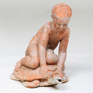 Terracotta Figure of a Little Boy on a Tortoise