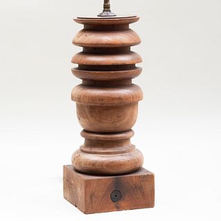 Turned and Limed Wood Table Lamp