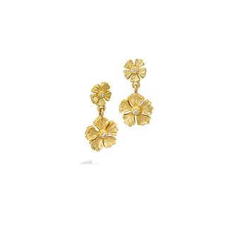 Mish Strawberry Flower Stud Drop Earrings,18k Gold & Diamond 