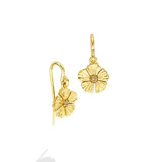 Mish Strawberry Flower French Hook Earrings, 18k Gold & Brown Diamond