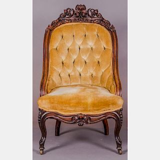 A Victorian Carved Walnut Chair, 19th Century.