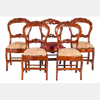 A Set of Four Victorian Mahogany Side Chairs with Upholstered Cushions, 20th Century.