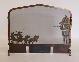 Arts And Crafts Copper Pictorial Fire Screen