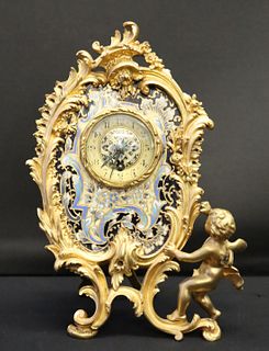 Antique Tiffany & Company Bronze & Enamel Clock