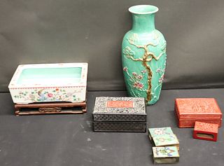 Grouping Of Antique Asian Cabinet Items