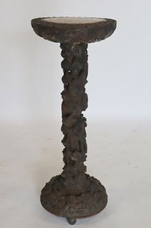 Antique Finely Carved Hardwood Pedestal With