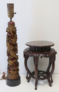 Antique Chinese Hardwood Stand Together With A