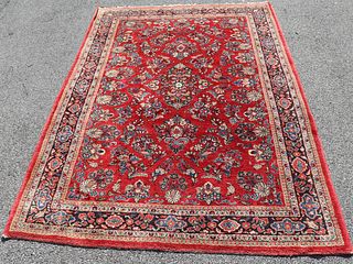 Vintage And Finely Hand Woven Sarouk Carpet.