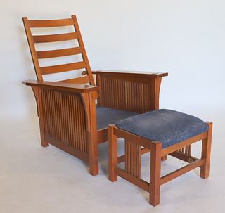 Stickley Audi Signed Lounge Chair And Ottoman
