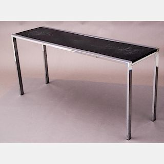 A Milo Baughman Style Chrome and Laminate Top Console Table, 20th Century.