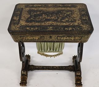 Regency Lacquered Chinoiserie Decorated Sewing