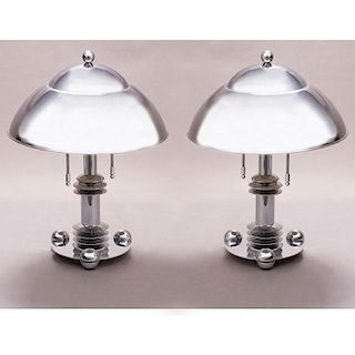 A Pair of Chrome Table Lamps by Jay Spectre for Paul Hanson, 20th Century.