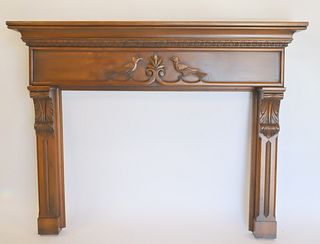 Antique Carved Wood Fire Mantle.