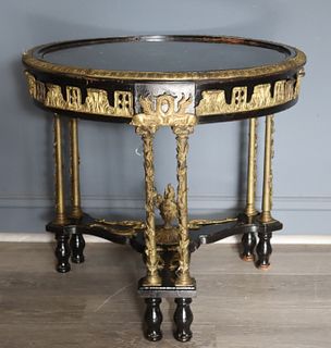 Vintage Bronze Mounted Marbletop Table.