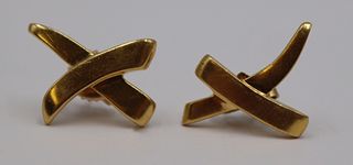 JEWELRY. Pair of Tiffany & Co. 18kt Gold X-form