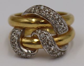 JEWELRY. Signed Italian 18kt Gold and Diamond Ring