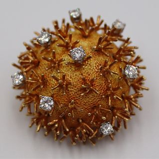JEWELRY. Signed 18kt Gold and Diamond Brooch.