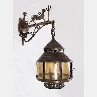 A Continental Brass Hanging Lantern, 20th Century.