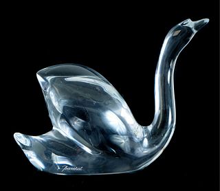 Baccarat Crystal Swan Figurine, Head Up