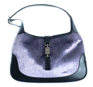 Gucci Jackie Hair and Leather Purple Pony Fur Bag